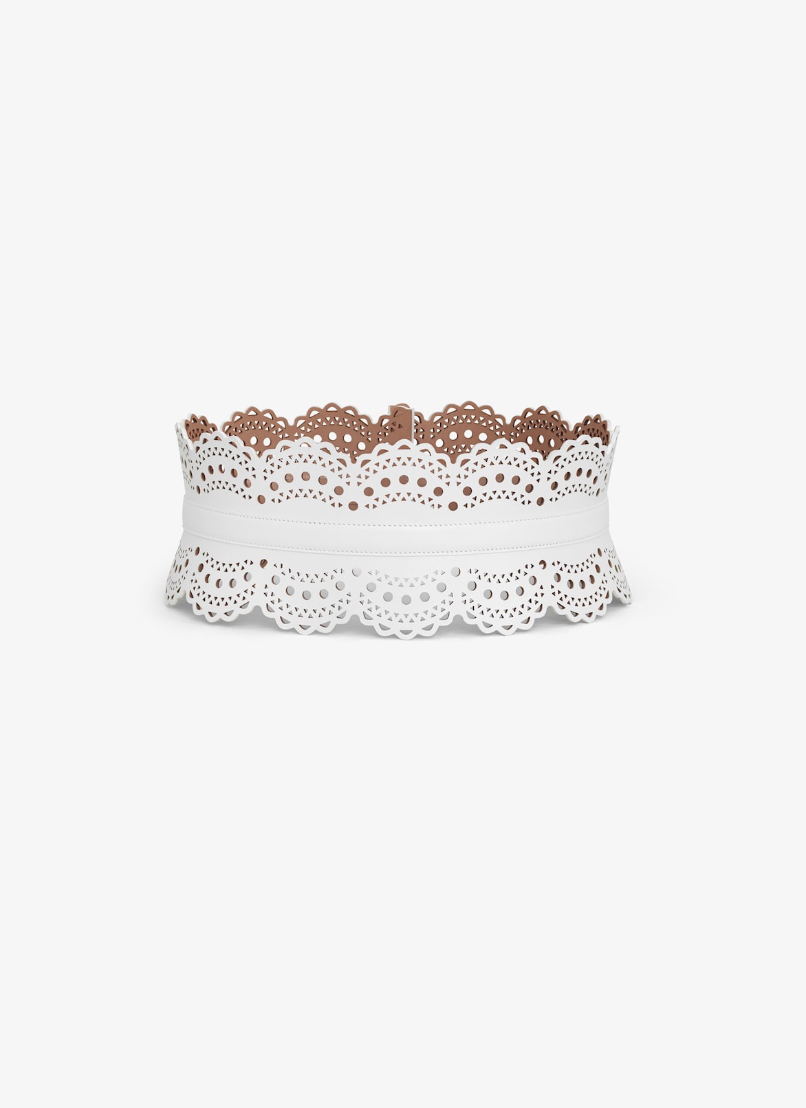 Bustier belt in vienne wave calfskin ALAÏA OPTIC WHITE BUSTIER BELT IN VIENNE WAVE CALFSKIN
